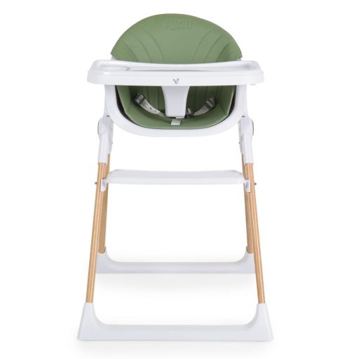 Cangaroo Almond etetőszék bőr ülés fa lábakkal zöld