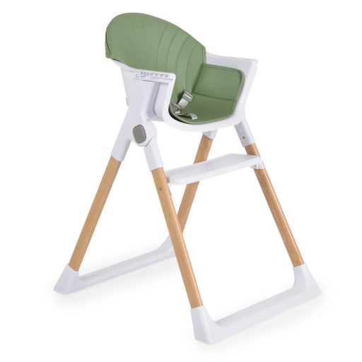 Cangaroo Almond etetőszék bőr ülés fa lábakkal zöld