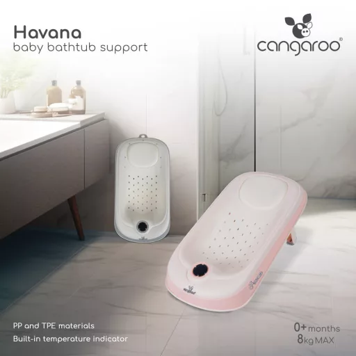 CANGAROO Havana babatartó kádba vízhőmérővel pink