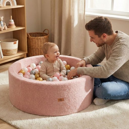 MONI TOYS Labdamedence 200db 5,5cm arany labdával rózsaszín