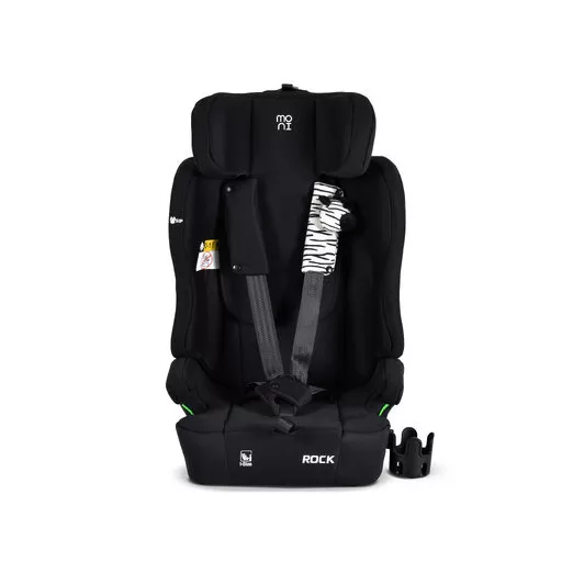 MONI Rock autós ülés 76-150cm, 2játékkal, pohártartó, belső öv, isofix nélkül fekete