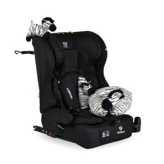   MONI Security autós ülés belső övvel, isofix, ajándék 2plüss+párna 76-150cm fekete