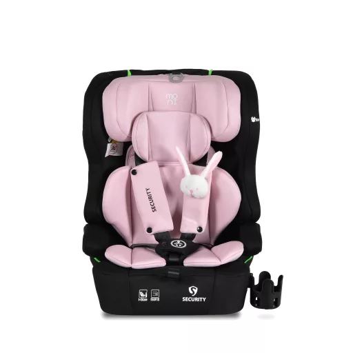 MONI Security autós ülés belső övvel, isofix, ajándék 2plüss+párna 76-150cm pink