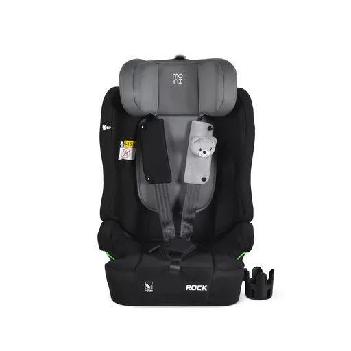 MONI Rock autós ülés 76-150cm, 2játékkal, pohártartó, belső öv, isofix nélkül szürke