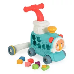   MONI TOYS Happy train járássegítő vonat kockákkal formabedobós menta