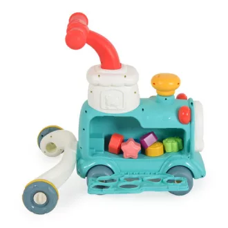   MONI TOYS Happy train járássegítő vonat kockákkal formabedobós menta