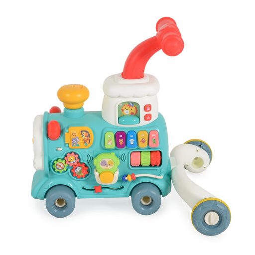 MONI TOYS Happy train járássegítő vonat kockákkal formabedobós menta