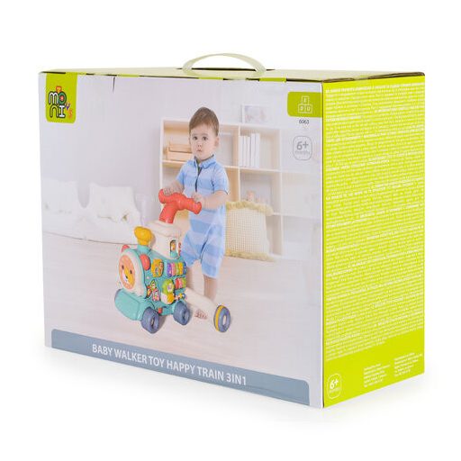 MONI TOYS Happy train járássegítő vonat kockákkal formabedobós menta