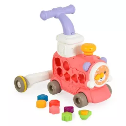   MONI TOYS Happy train járássegítő vonat kockákkal formabedobós pink