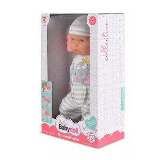 MONI Baba 41 cm fiú baba elefántos ruha csíkos bézs