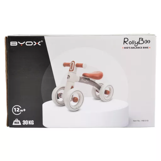 BYOX Rollybo mini futóbicikli 4 kerekű szürke/barna üléssel