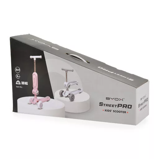 BYOX Streetpro roller 2in1 üléssel, zenél, 30kg-ig pink
