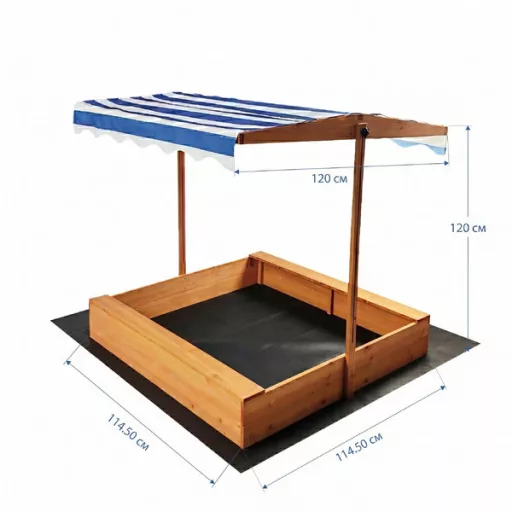 MONI Fa homokozó árnyékoló tetővel + geotextil