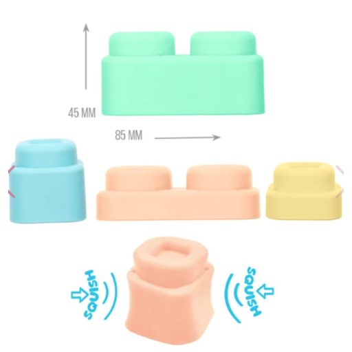 Mochtoys play&squish puha vonat és kocka szett 12db pasztell