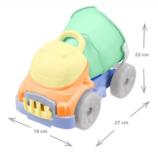 Mochtoys homokozó szett 6 részes, vödrös dömperrel pasztell zöld/sárga