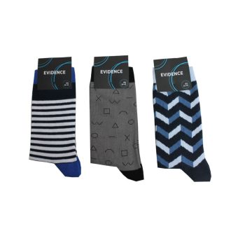   Férfi pamut zokni - 3 pár - kék - mintás - 43-46 - fehér-antracit-sötétkék - Evidence