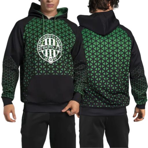 Fradi pulóver felnőtt fekete-zöld absztrakt