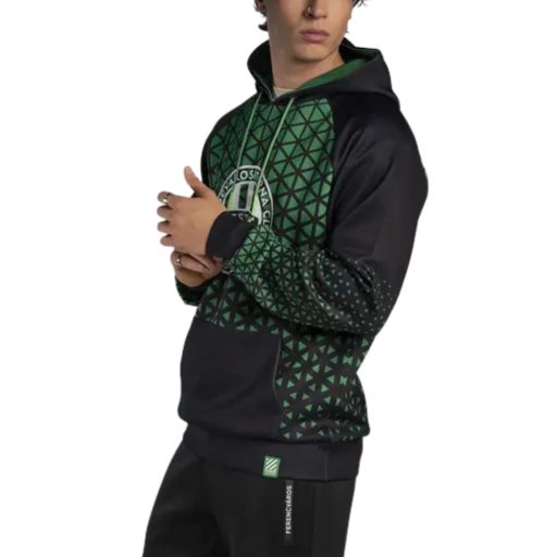 Fradi pulóver felnőtt fekete-zöld absztrakt