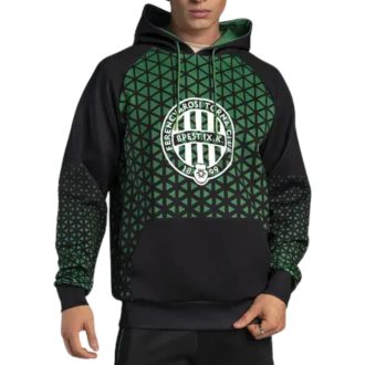 Fradi pulóver felnőtt fekete-zöld absztrakt