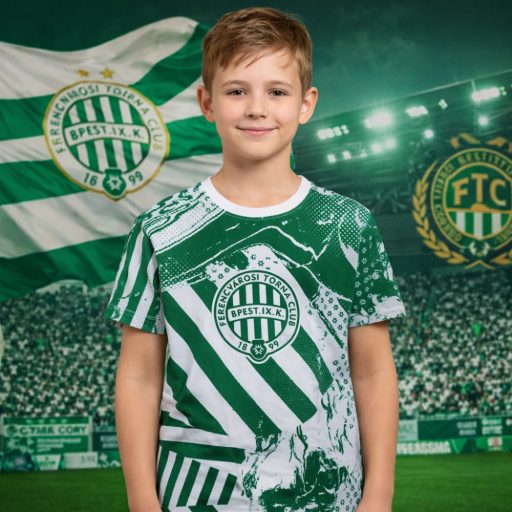 Fradi póló gyerek absztrakt zöld-fehér