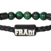 Fradi karkötő fekete fonott zöld kövekkel