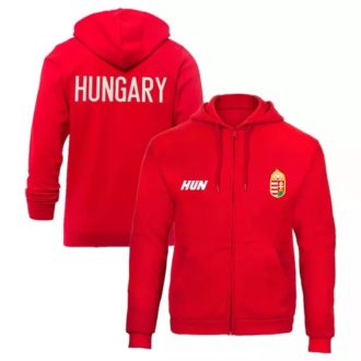   Magyarország pulóver felnőtt kapucnis-zippes HUNGARY piros