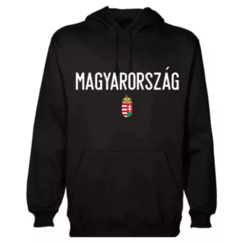 Magyarország pulóver felnőtt kapucnis-zippes HUNGARY fekete