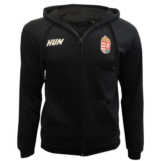 Magyarország pulóver felnőtt kapucnis-zippes fekete