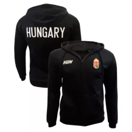   Magyarország pulóver felnőtt kapucnis-zippes HUNGARY fekete