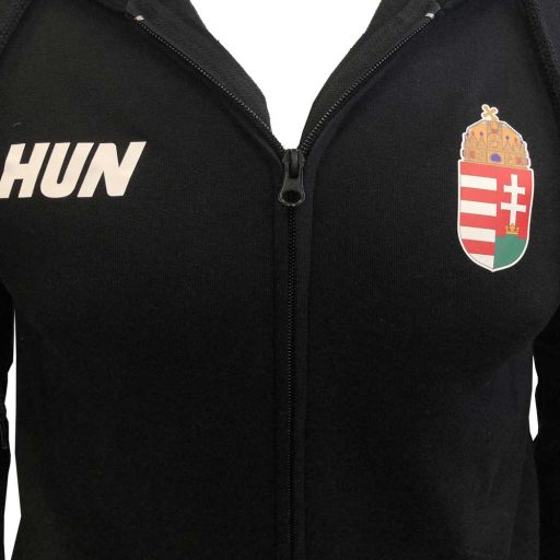 Magyarország pulóver felnőtt kapucnis-zippes fekete