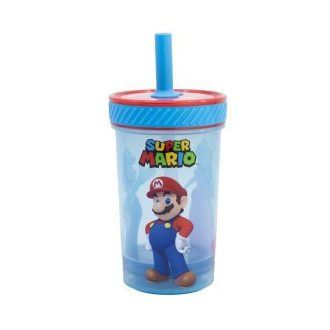   Super Mario felboríthatatlan csúszásgátlós műanyag pohár szívószállal - 370ML