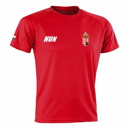 Magyarország mez felső szurkolói piros "Hungary" feliratos raglan felnőtt