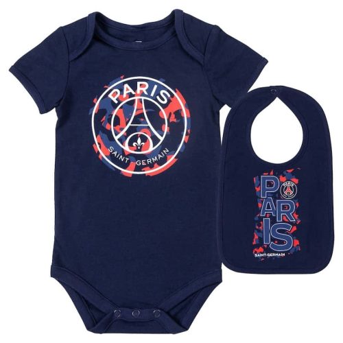 PSG baby body+előke Kék 12 hó