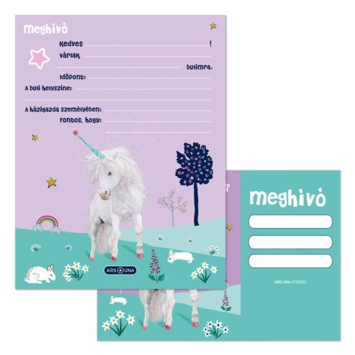 Ars Una Ars Una Cute Animals-Unicorn Partimeghívó Borítékkal
