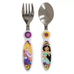   2 DB ELLIPTIKUS FÉM EVŐESZKÖZ SZETT DISNEY PRINCESS BÁTOR ÉS MESZ