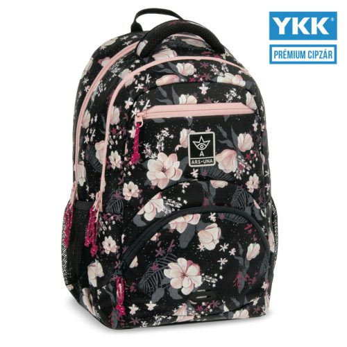 Ars Una Ars Una Flowery Black Ergonomikus Hátizsák 27 L