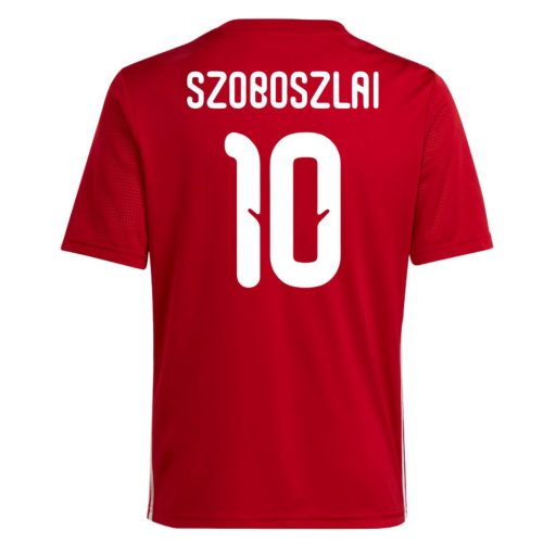 Magyarország mez garnitúra szurkolói Adidas gyerek piros felső kerek nyak fehér alsó Szoboszlai 10