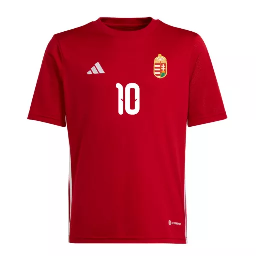 Magyarország mez garnitúra szurkolói Adidas gyerek piros felső kerek nyak fehér alsó Szoboszlai 10