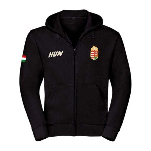 Magyarország pulóver felnőtt kapucnis-zippes HUNGARY fekete