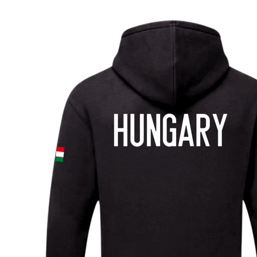 Magyarország pulóver felnőtt kapucnis-zippes HUNGARY fekete