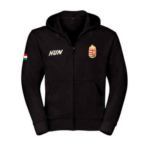 Magyarország pulóver felnőtt kapucnis-zippes fekete Flag