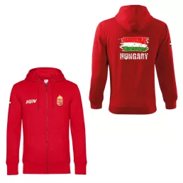 Magyarország pulóver felnőtt kapucnis zippes piros Flag