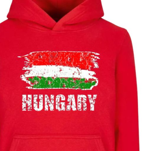 Magyarország pulóver felnőtt kapucnis piros Flag