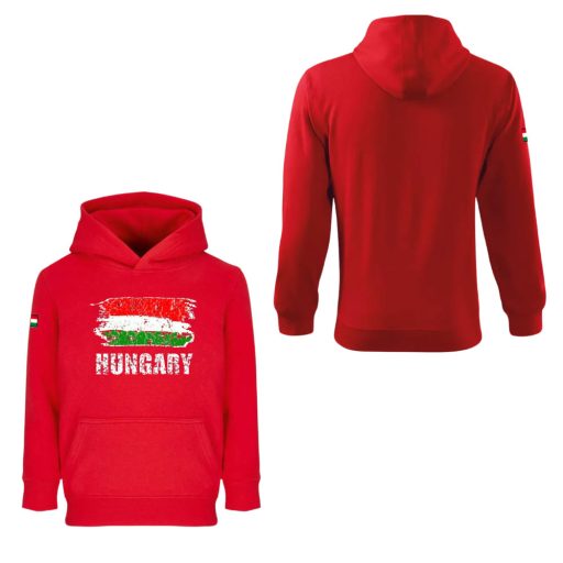 Magyarország pulóver felnőtt kapucnis piros Flag