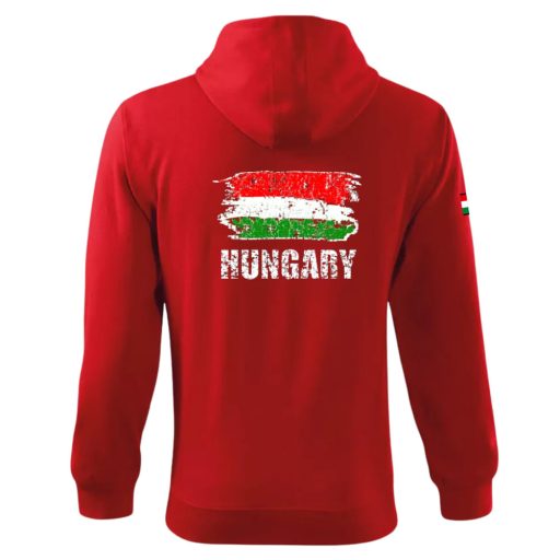Magyarország pulóver felnőtt kapucnis zippes piros Flag