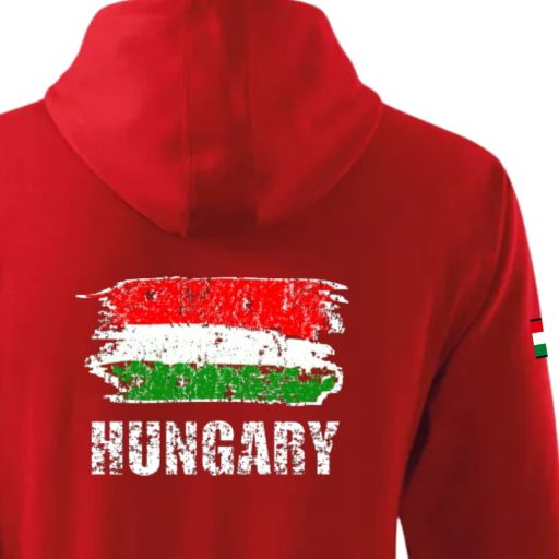 Magyarország pulóver felnőtt kapucnis zippes piros Flag