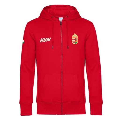 Magyarország pulóver felnőtt kapucnis zippes piros Flag