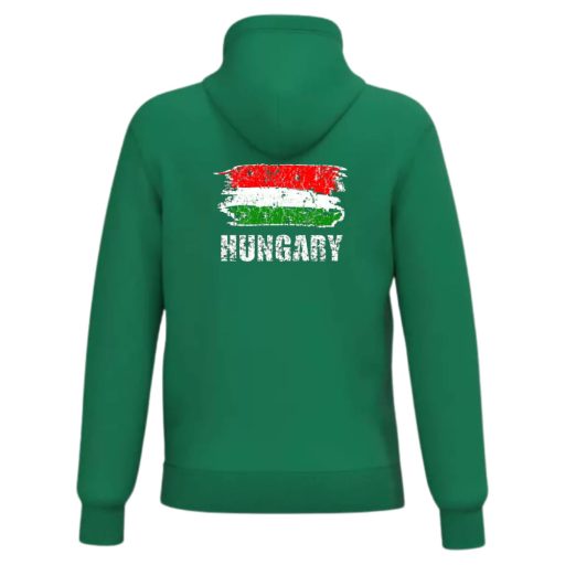 Magyarország pulóver felnőtt kapucnis-zippes zöld Flag