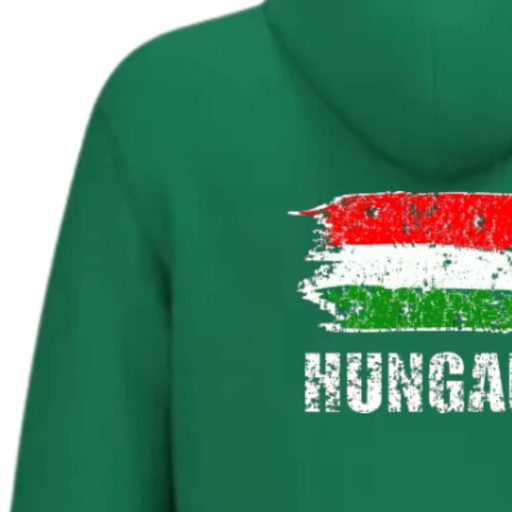 Magyarország pulóver felnőtt kapucnis-zippes zöld Flag