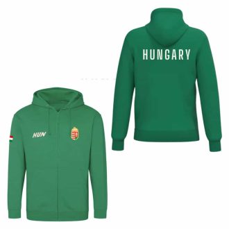   Magyarország pulóver felnőtt kapucnis-zippes zöld "HUNGARY"